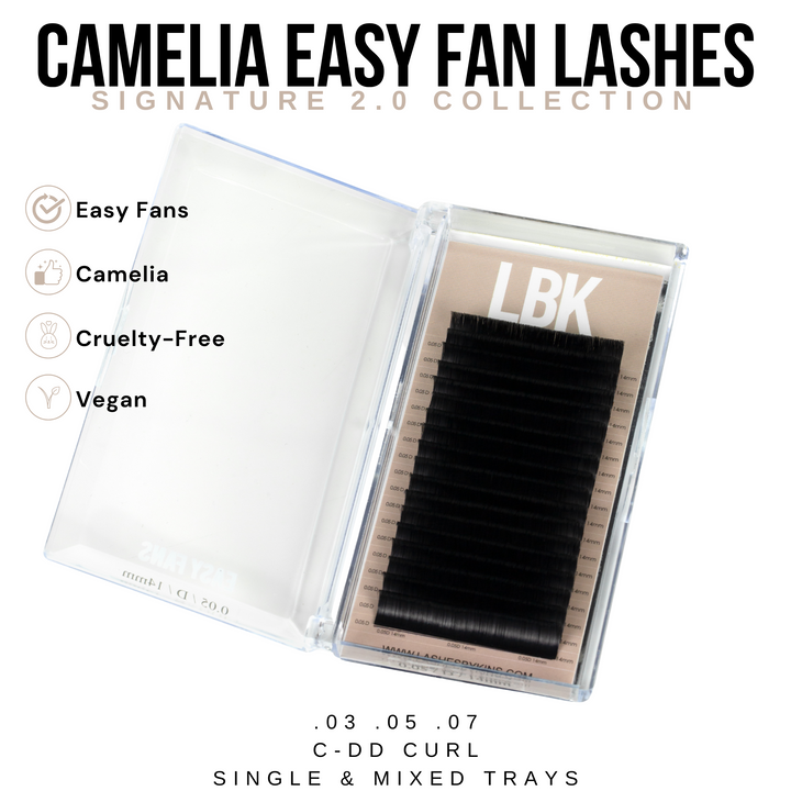 LBK LASHES Lashes .05 / C / 9mm Camelia .05 Easy Fan Lash Tray Signature 2.0