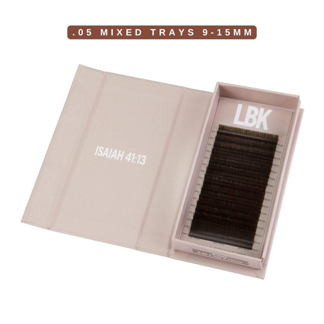 LBK LASHES Lashes .05 / D / 9-15MM .05 Dark Brown Easy Fan Lash Tray Luxury Collection